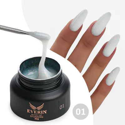 Gel construcție Everin Stunning Paiete Holografice - 01 Alb Lăptos - EL-01-15gr - Everin