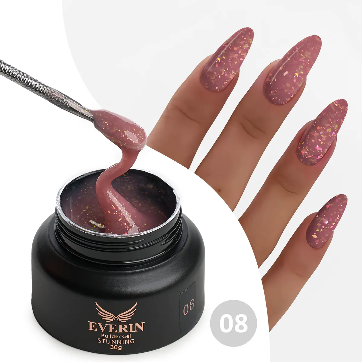 Gel construcție Everin Stunning Paiete Holografice - 08 - STN-02 - Everin