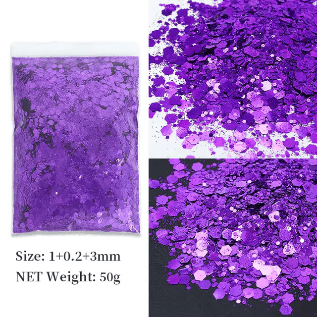 Paiete Nail Art Mărimi Diferite Violet 50gr