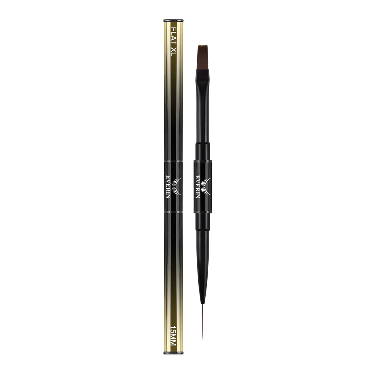 Pensulă Manichiură Dublă Pro Art Flat 10 și Liner 15mm Gold Everin - PAE-1