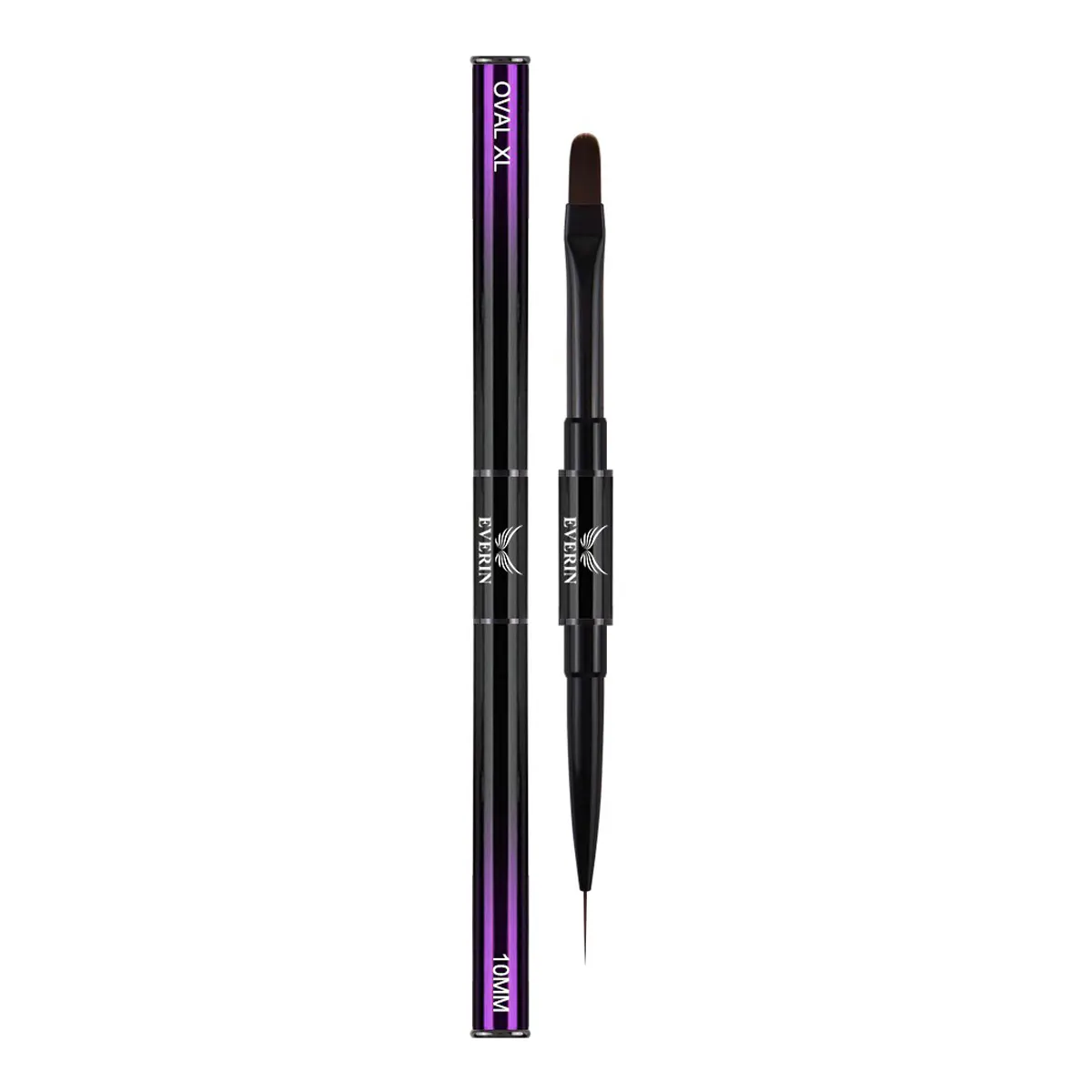 Pensulă Dublă Pro Art Oval 10mm și Liner 10mm Purple Everin - PAE-6