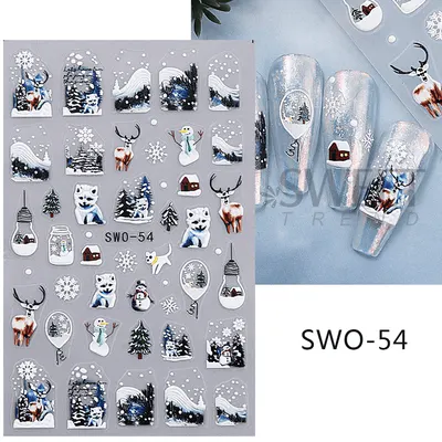 Sticker decor unghii model iarna/Craciun SWO-54 - F1175