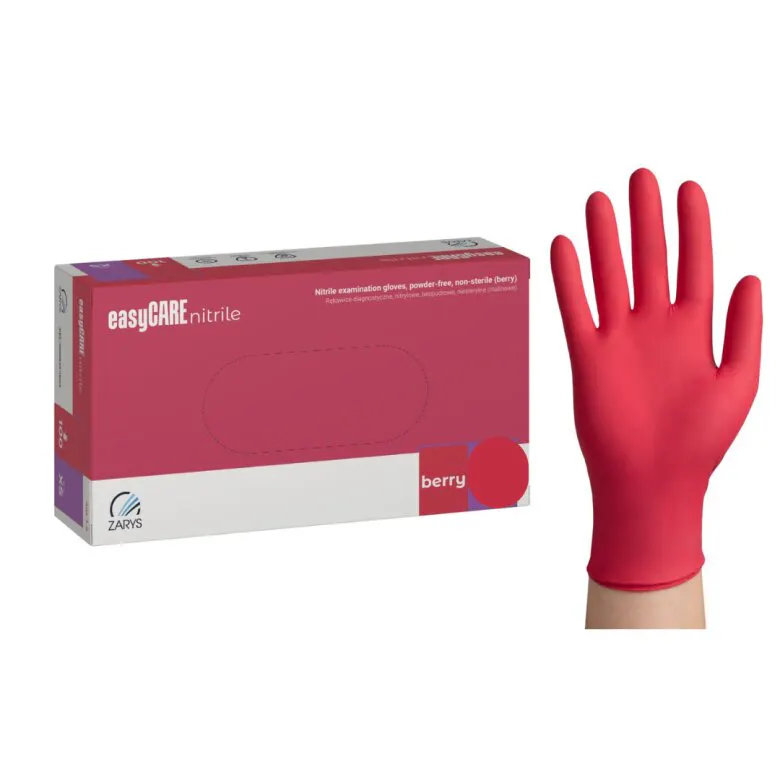 Mănuși nitril nepudrate EasyCare cutie 100 buc mărime M Berry - ECR-BRM