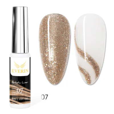 Artistic Liner Gel EVERIN 8ml – 07 | Gel liner auriu cu sclipici pentru designuri nail art strălucitoare