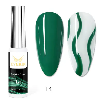 Artistic Liner Gel EVERIN 8ml – 14 | Gel liner verde smarald pentru contururi precise și designuri nail art