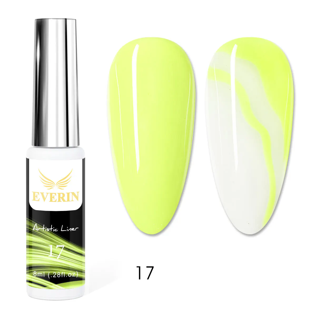 Artistic Liner Gel EVERIN 8ml – 17 | Gel liner galben neon pentru contururi și modele luminoase de nail art