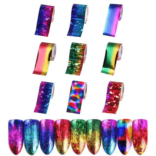 Set 9 Folii Transfer Unghii 20 cm | Nail Art Profesional | Everin