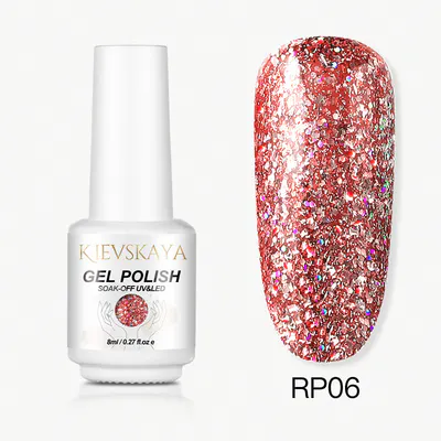 Ojă Semipermanentă Kievskaya Platinum RP06 - Red Holographic Glitter