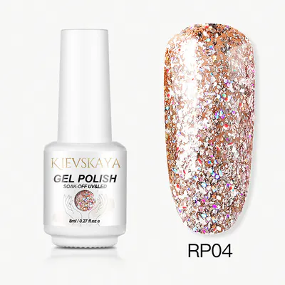 Ojă Semipermanentă Kievskaya Platinum RP04 - Rose Gold Holographic Glitter
