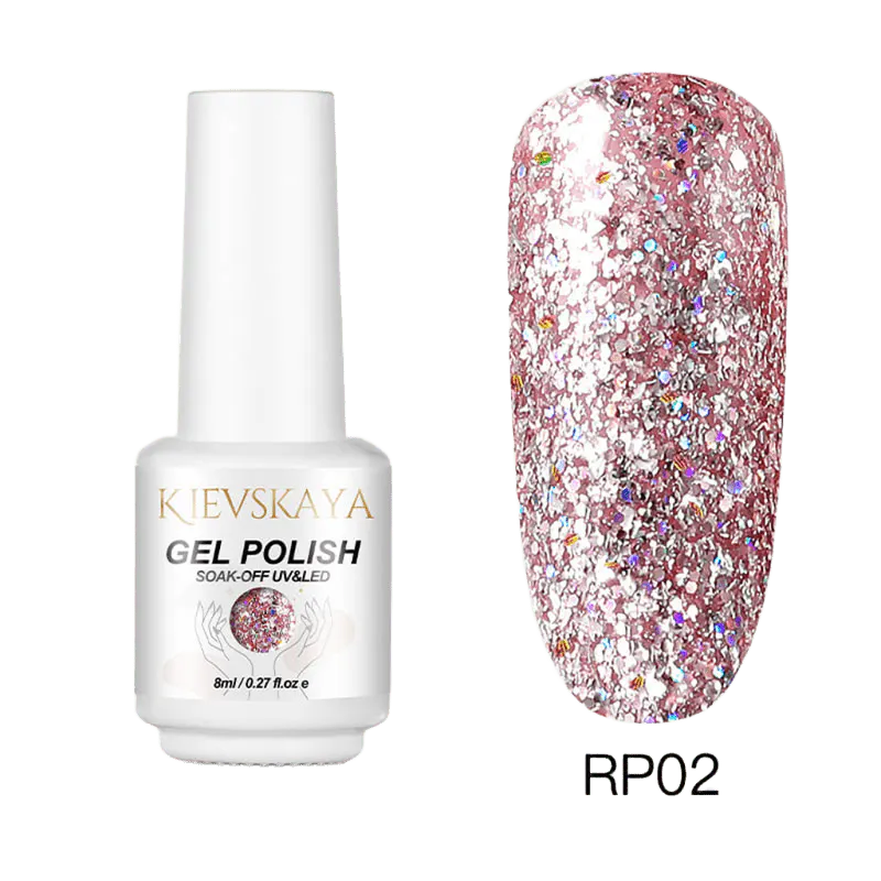 Ojă Semipermanentă Kievskaya Platinum RP02 - Pink Holographic Glitter