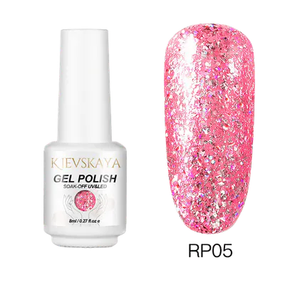 Ojă Semipermanentă Kievskaya Platinum RP05 - Pink Holographic Glitter