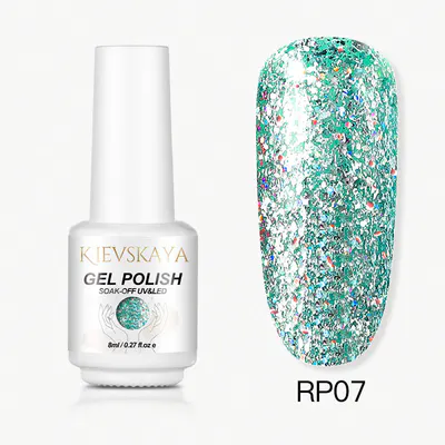 Ojă Semipermanentă Kievskaya Platinum RP07 - Turquoise Holographic Glitter