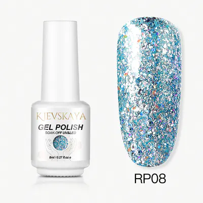 Ojă Semipermanentă Kievskaya Platinum RP08 - Blue Holographic Glitter