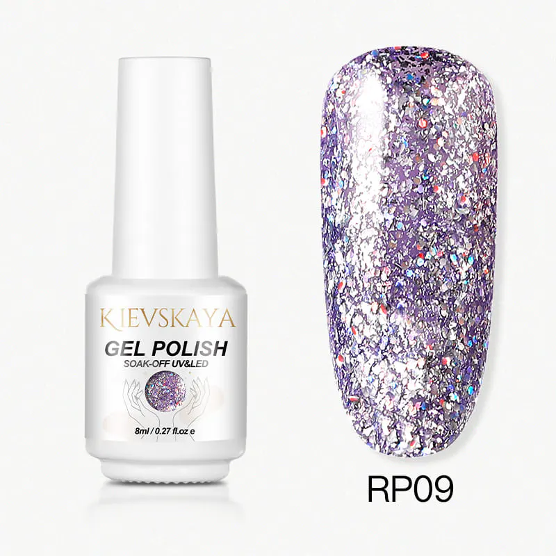 Ojă Semipermanentă Kievskaya Platinum RP09 - Lilac Holographic Glitter