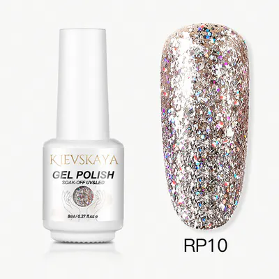 Ojă Semipermanentă Kievskaya Platinum RP10 - Champagne Holographic Glitter