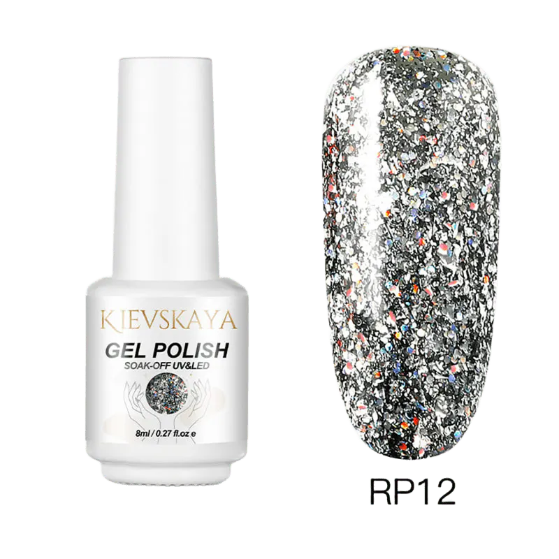 Ojă Semipermanentă Kievskaya Platinum RP12 - Silver Holographic Glitter