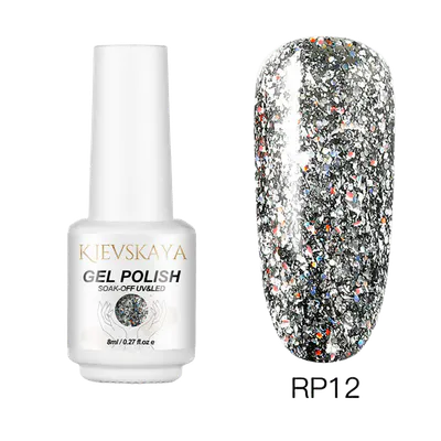 Ojă Semipermanentă Kievskaya Platinum RP12 - Silver Holographic Glitter