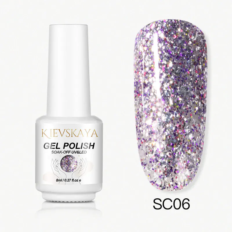 Ojă Semipermanentă Kievskaya Platinum SC06 - Silver Purple Holographic Glitter