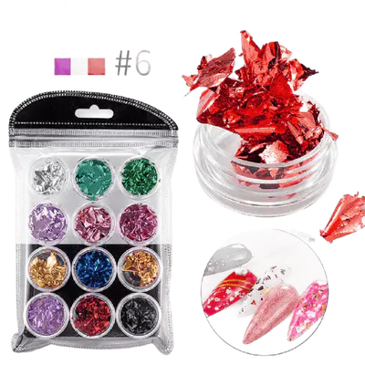 Foiță creponată nail art set 12 culori | Decor profesional pentru unghii