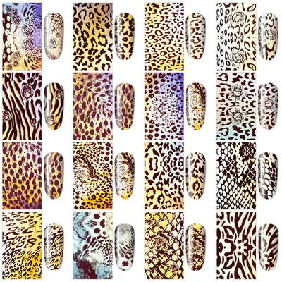 Set 16 Folii Transfer Unghii Animal Print FT-16PR | Nail Art Profesional 20×4 cm