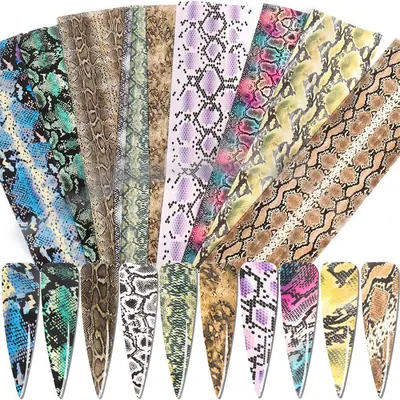 Set 10 Folii Transfer Unghii Snake Print SNK-54 | Nail Art Profesional Everin