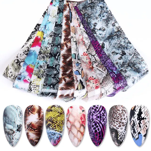 Set 10 Folii Transfer Unghii FT-RS10 | Animal Print & Reptile 20×4 cm