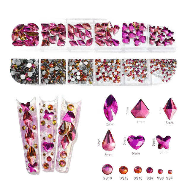 Cristale Decor Unghii Mărimi și Forme Diferite – Nail Art Profesional KK-01