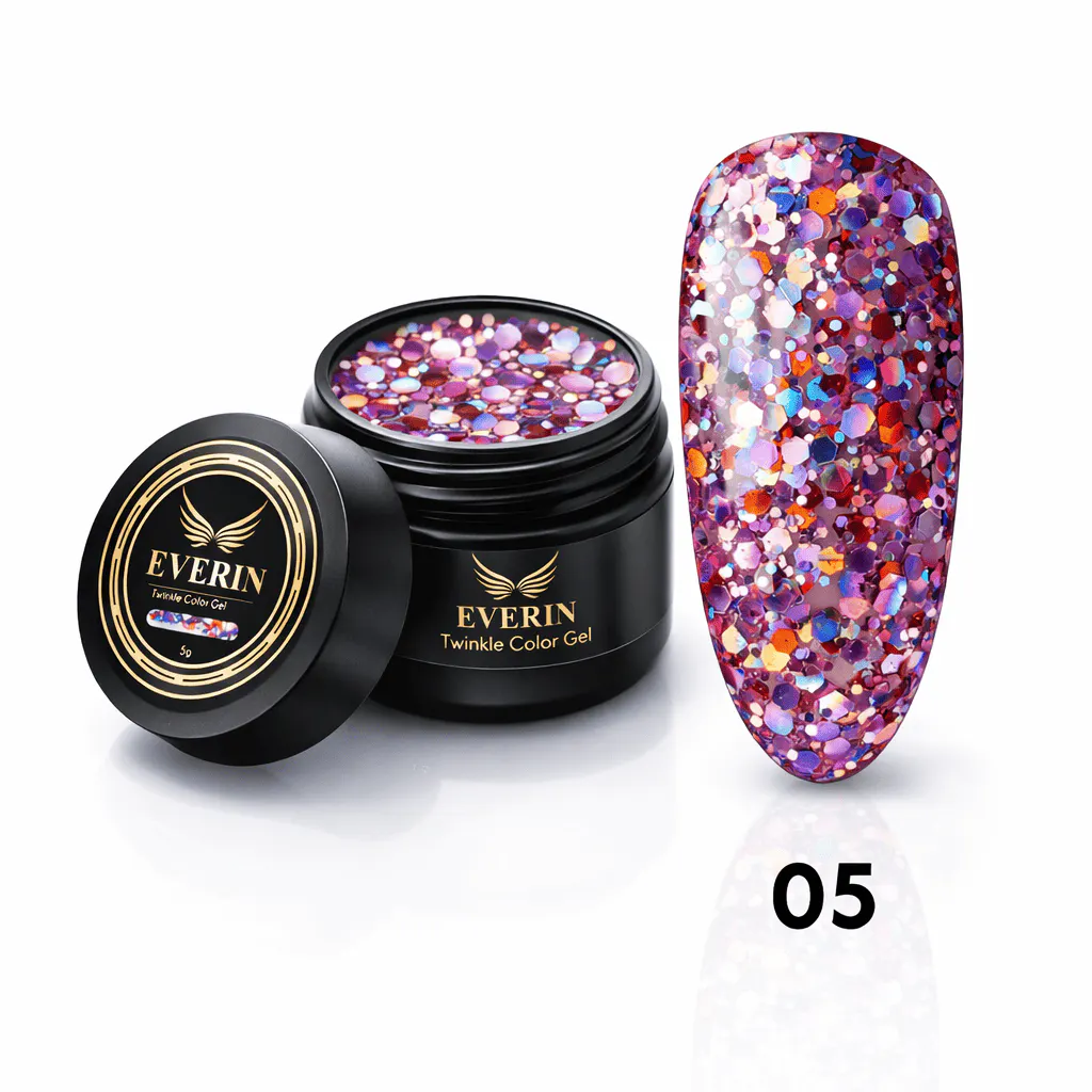 Gel Roz-Lila cu Paiete Holografice Everin Twinkle 05 5g