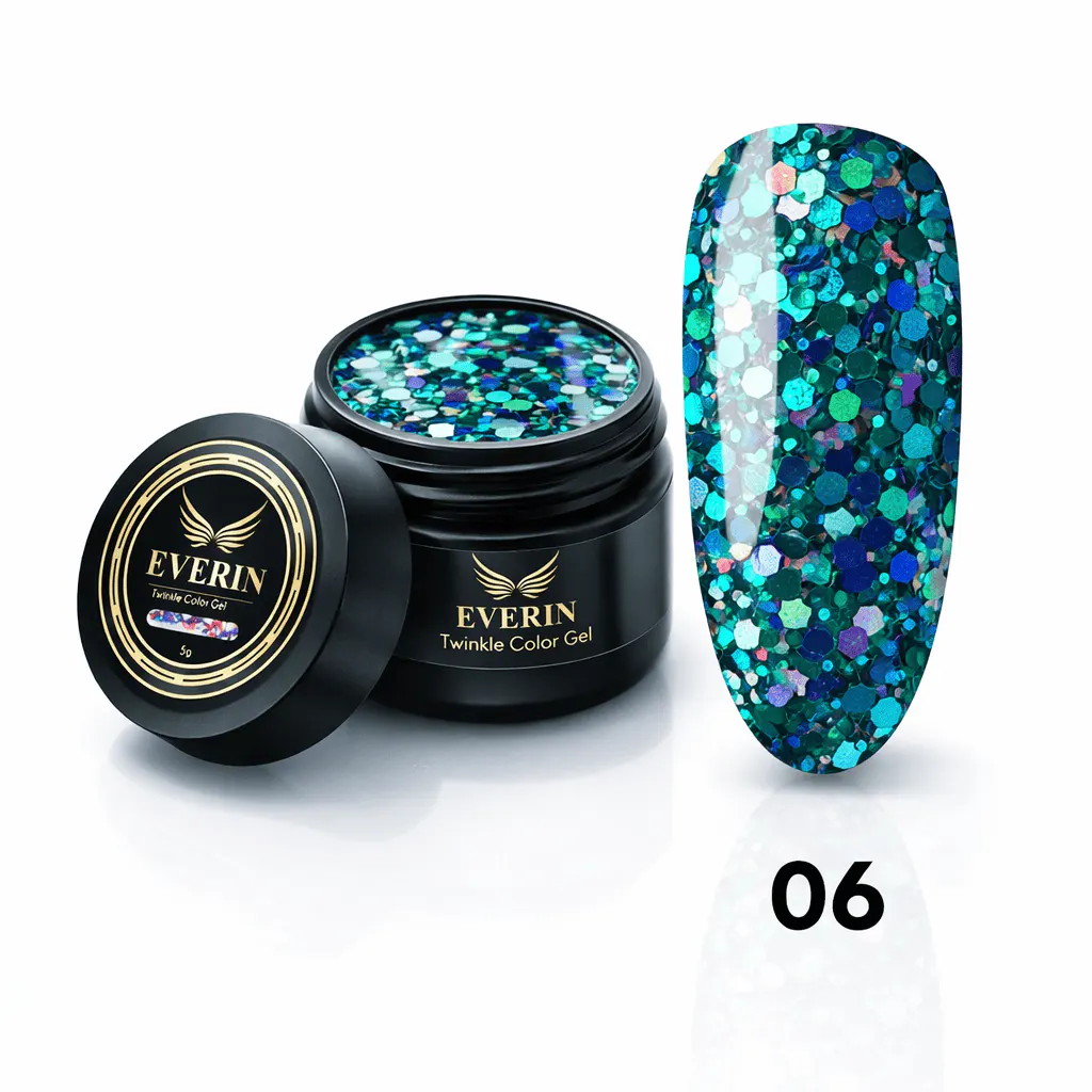 Gel Turcoaz cu Paiete Holografice Everin Twinkle 06 5g