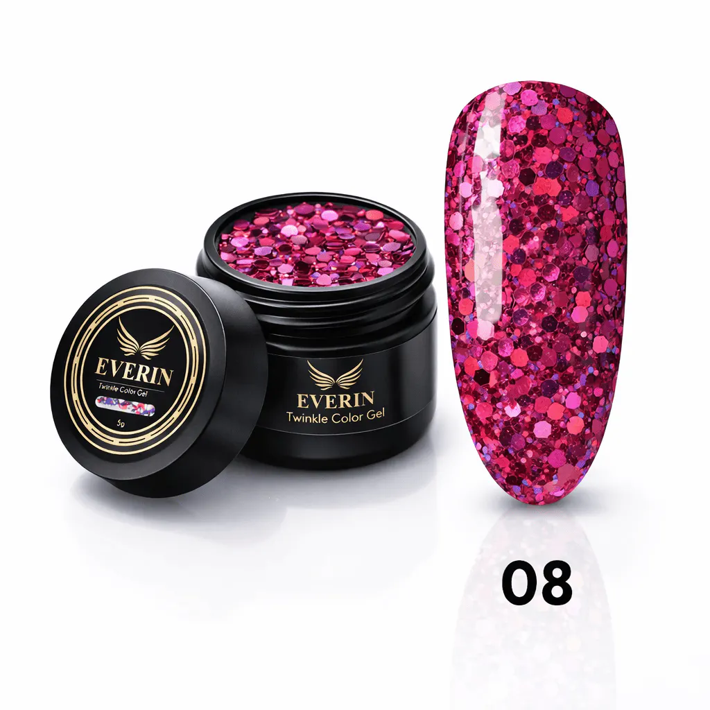 Gel Fuchsia cu Paiete Holografice Everin Twinkle 08 5g