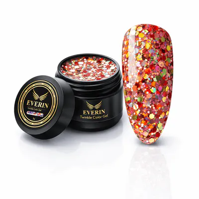 Gel Roșu-Cupru cu Paiete Holografice Everin Twinkle 12 5g