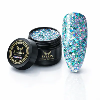 Gel Turcoaz-Argintiu cu Paiete Holografice Everin Twinkle 15 5g