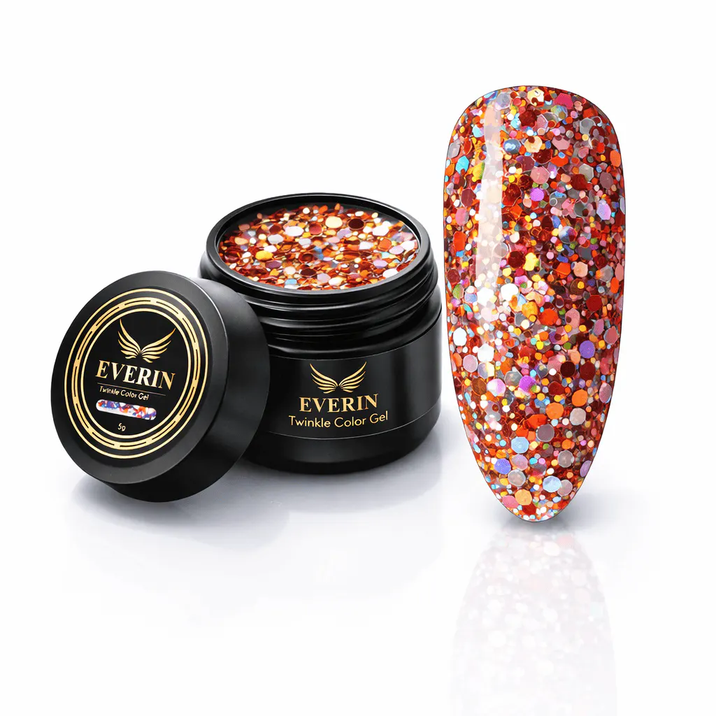 Gel Cupru cu Paiete Holografice Multicolore Everin Twinkle 17 5g