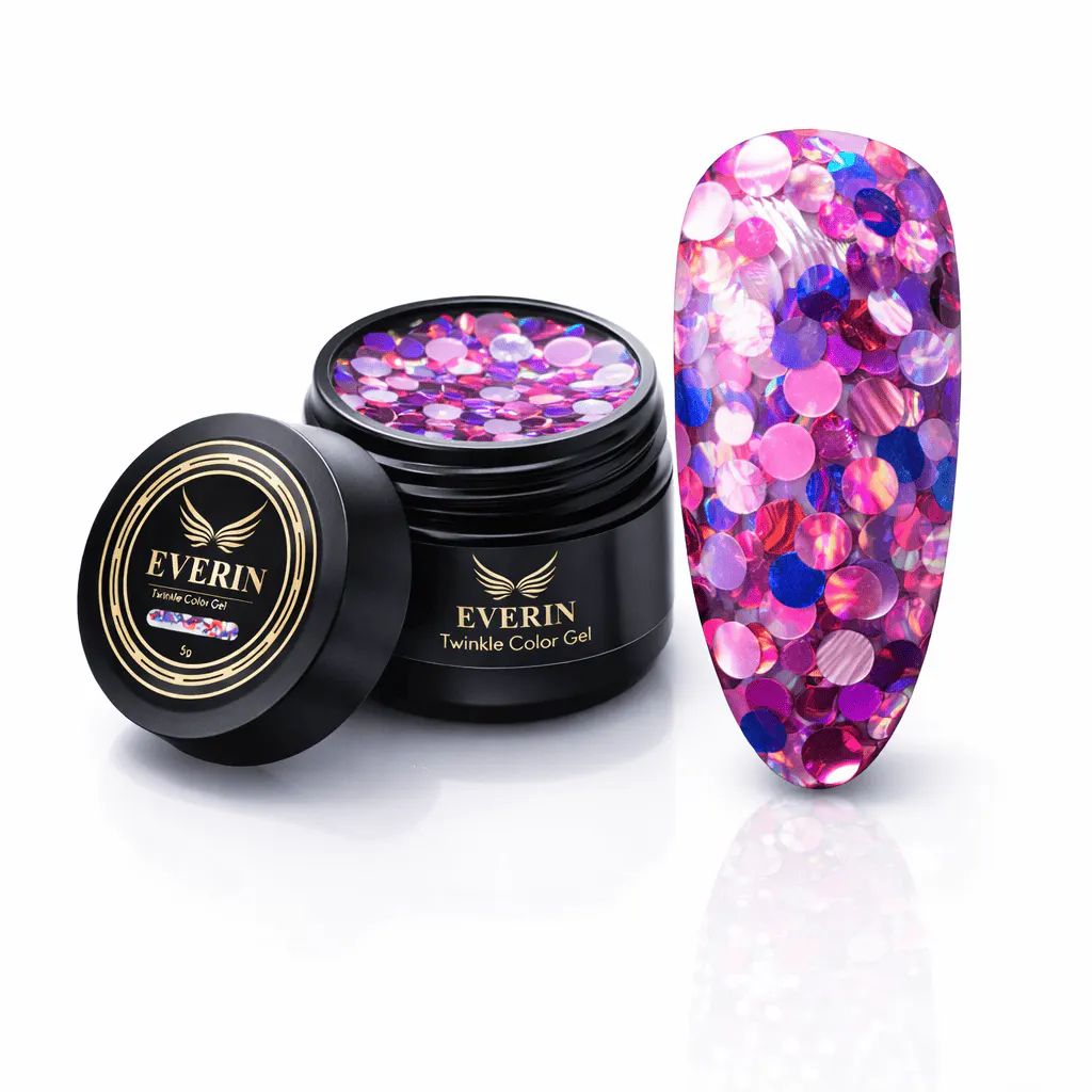 Gel Fuchsia cu Paiete Holografice Mari Everin Twinkle 20 5g