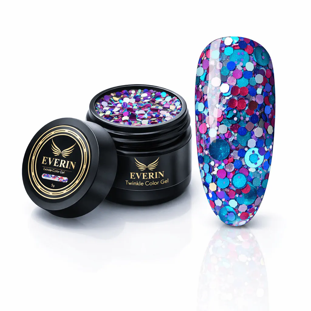 Gel Turcoaz-Albastru cu Paiete Holografice Everin Twinkle 21 5g