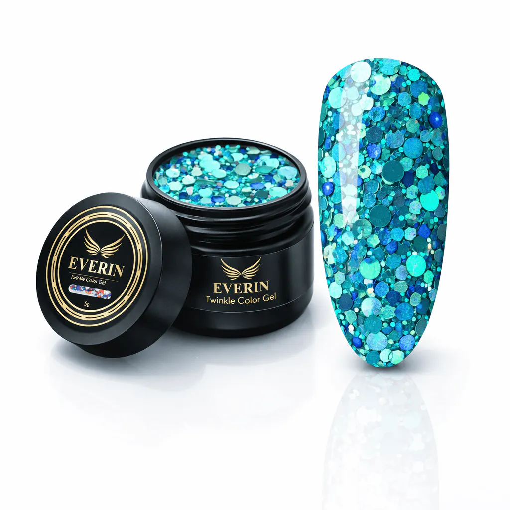 Gel Turcoaz-Aqua cu Paiete Holografice Everin Twinkle 22 5g