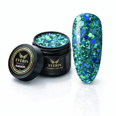 Gel Verde Smarald cu Paiete Holografice Everin Twinkle 23 5g