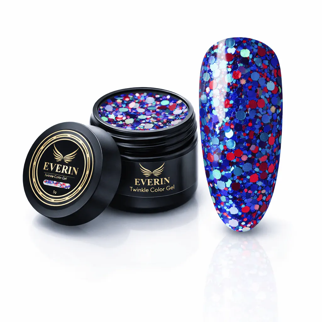 Gel Albastru Regal cu Paiete Holografice Everin Twinkle 24 5g