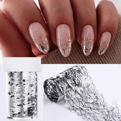 Foiță decor unghii 4×50 cm – Q005 Silver & Black | Foaie transfer nail art