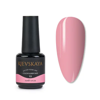 Color Rubber Base Kievskaya Nr. 15 15ml | Bază rubber color roz natural elegant