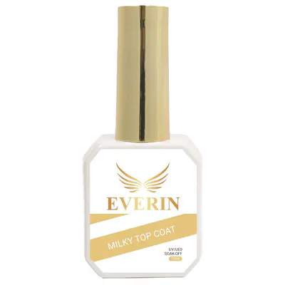 Top Coat Milky White Everin 15 ml – Non Wipe TPO Free | Finish Lapte Culoare Lăptoasă