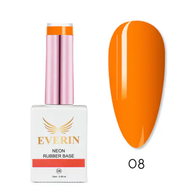Neon Rubber Base Everin 15ml 08 - Bază Rubber Portocaliu Neon