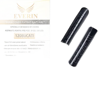Tipsuri reutilizabile Patrat Natural Full Cover Everin – 120 Buc | 12 Mărimi