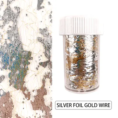 Foiță decor unghii Q007 Silver Gold 4x50 cm | Folie argintie cu inserții aurii