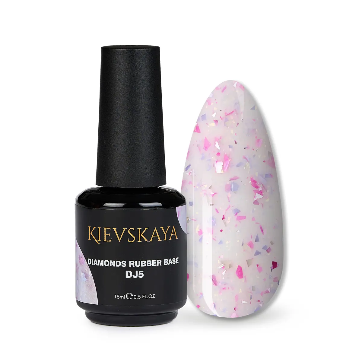Diamonds Rubber Base Kievskaya Nr. 05 15ml | Bază rubber color cu particule roz pastel