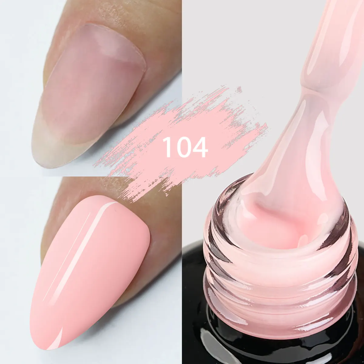 Color Rubber Base Kievskaya Nr. 104 15ml | Bază rubber color roz pastel natural