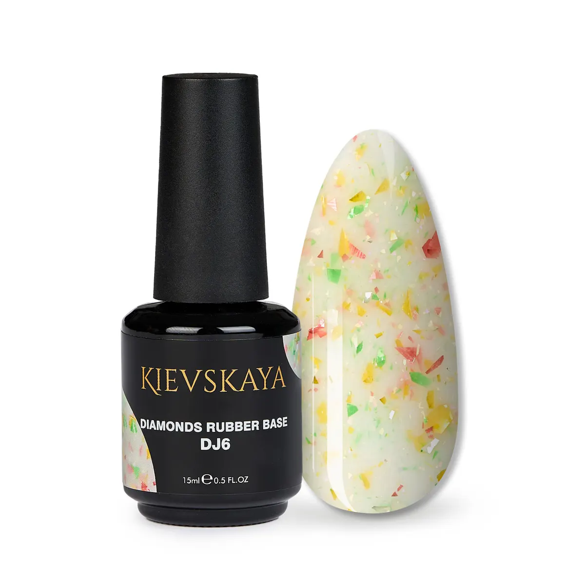 Diamonds Rubber Base Kievskaya Nr. 06 15ml | Bază rubber color cu particule multicolore