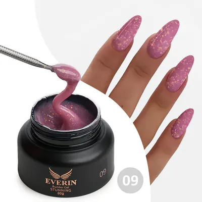 Gel Construcție Everin Stunning 09 Mov Prună cu Paiete Holografice | Gel Autonivelant Profesional
