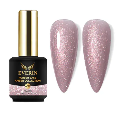 Bază Rubber Nude Cupru Everin Amber 16 15ml cu Sclipici
