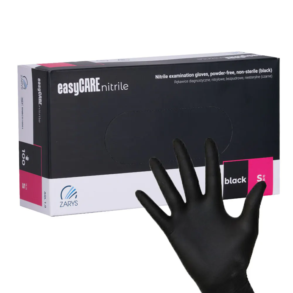Mănuși nitril nepudrate EasyCare cutie 100 buc. mărime S Negru - Everin